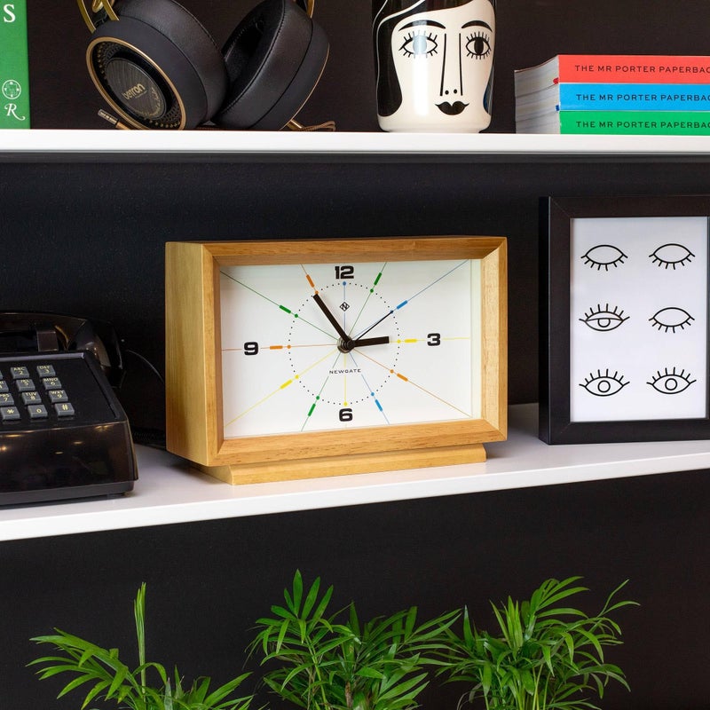NEWGATEÂ® Hollywood Desk Clock | Contemporary Rectangular Design | Solid Wood | Pale Oak Finish | Mid Century Style for Desk, Table top, Shelf or Bedside - Image 3